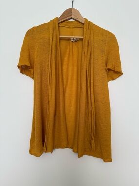 Anthropologie Mustard Short Sleeve Open Cardigan Top - Women